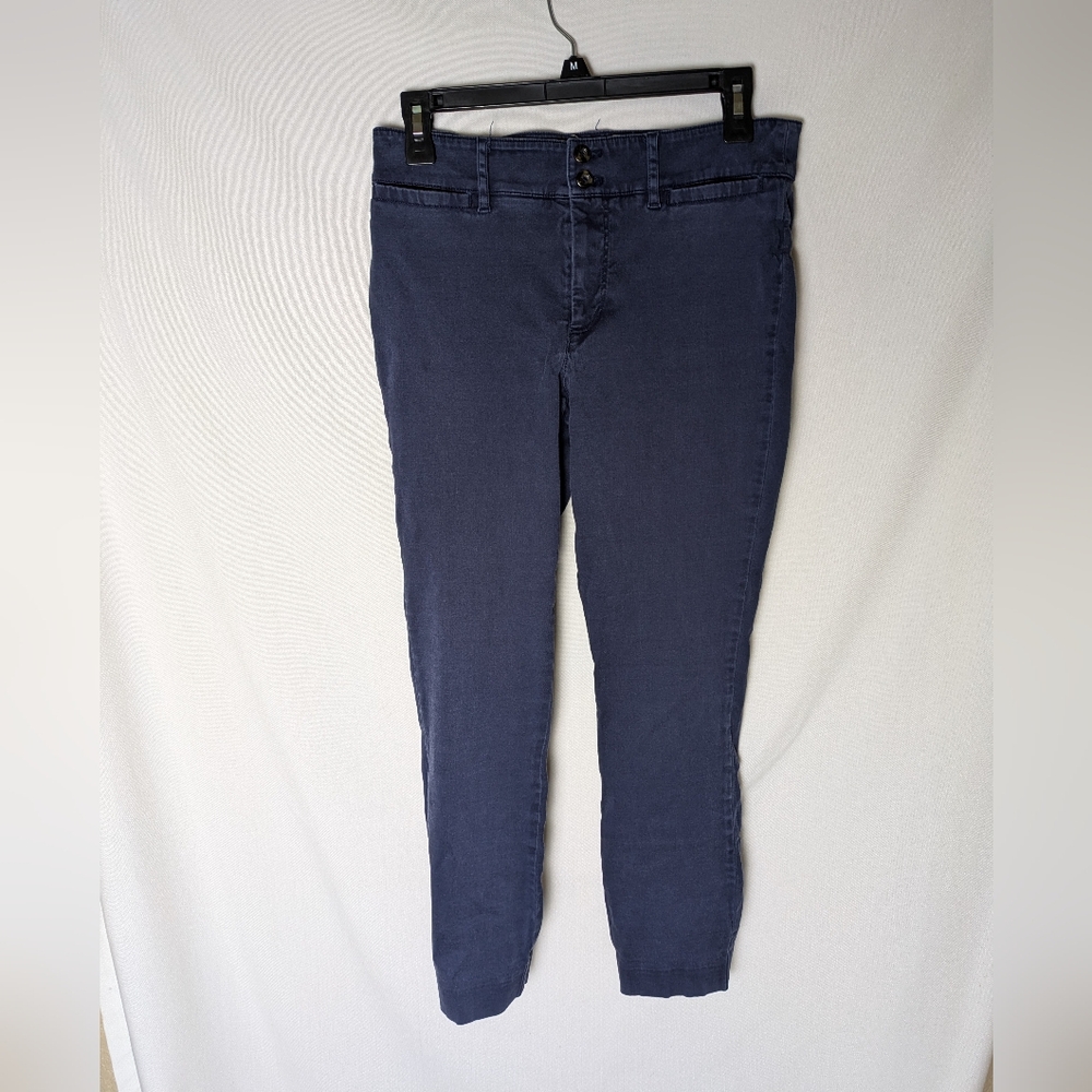 By Anthropologie Navy Blue Cropped Straight Leg Pants Size 6